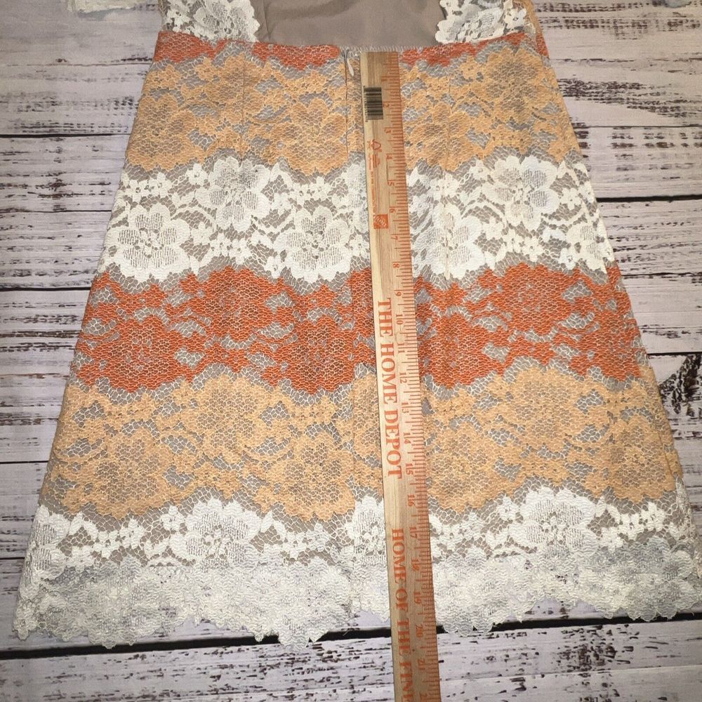 Flutter By Dance & Marvel Lace Dress Striped Women's Size Medium Ivory Orange - Picture 11 of 13